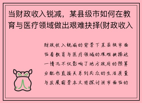 当财政收入锐减，某县级市如何在教育与医疗领域做出艰难抉择(财政收入匮乏)